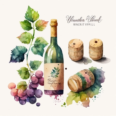 watercolor clipart wine cork