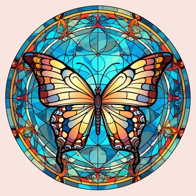 stained glass clipart of one butterfly