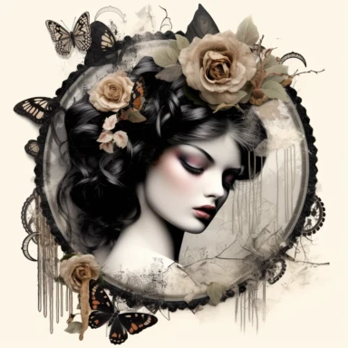 Rosa Moyesli Clipart Card Making, Mixed Media, Craft, black velvet, white background,
