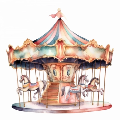 Carousel Element Watercolor Sublimation Clipart, Clipart, white background, no watermark, no text, no word,