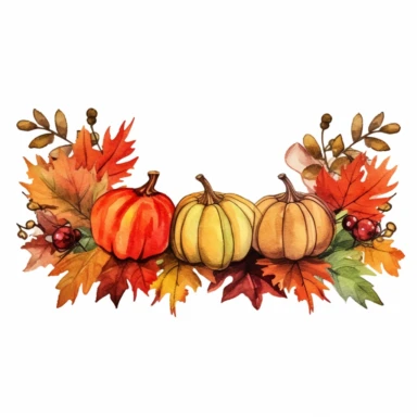 Adorable retro rectangular Autumn garland with Autumn leaves, with space for writing, watercolor clipart, high quality clipart, no background, high details