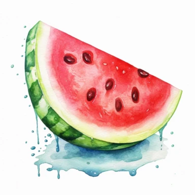 watercolor colorful clipart of a juicy watermelon slice, hd, on white background