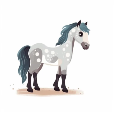 a baby horse clipart with illustration, full body shot ,8k, style of Bohemian, style of Anna Süßbauer and Jon Klassen,vector, Vector, white background,Solid Background, Sharpness and clarity, masterpiece, trending on Artstation and Dribbble.