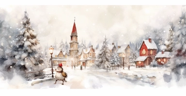 Adorable Christmas scene, clipart, disney animation style, watercolor, white background, I can’t believe how beautiful this is