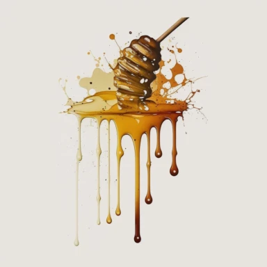 watercolor honey dripping on stick, clipart, no words