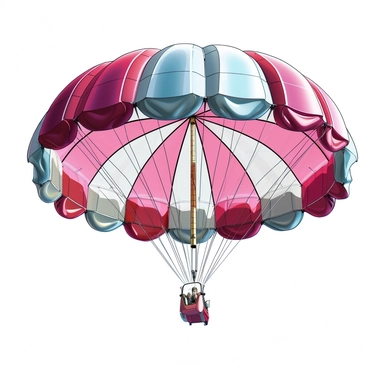 A digital pre-cropped clipart of [an innovative umbrella design that incorporates a built-in parachute-like mechanism. When activated, it transforms into a mini-jetpack and glider combo, providing both vertical and horizontal mobility]