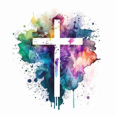 large, Watercolor graphic,Christian cross Clipart - clip art, white background,