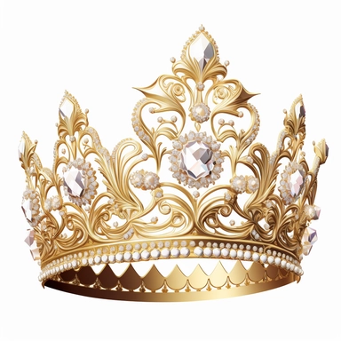 Diamond Crown clipart. White and gold diamond, rhinestone crown clip art