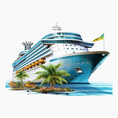 photorealistic cruise clipart,on white background with margins