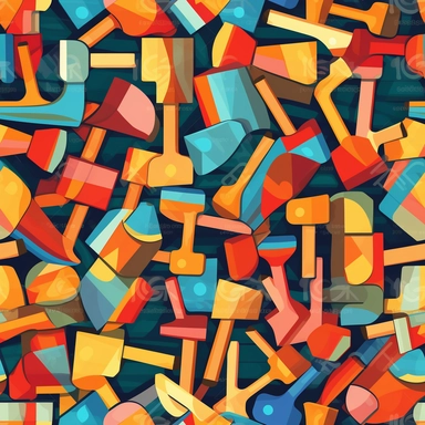 isolated clip art image cubism art style themed hammer
