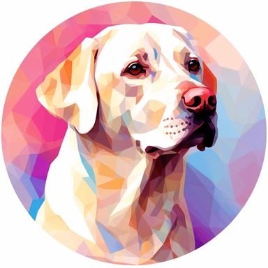 white Labrador retriever , vector art, in the style of abstract art, clipart, white background, rounded corners