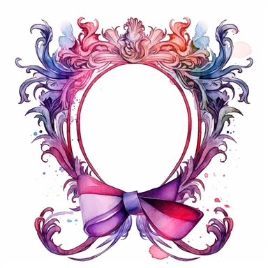 watercolor clipart ribbon crest frame