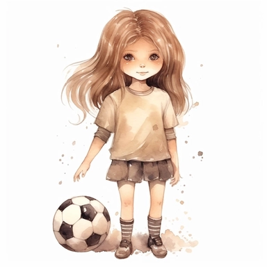 /soccer tights watercolor childish sweet cute girl clipart football neutral color creme beige with white background--upbeta