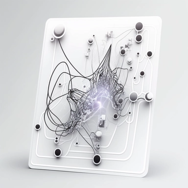 a game card made with eletric ghost wires, white background,simple, technological, friendly, easy, abstract, forms, clipart, sophisticated, generic, premium, hollistic, powerfull, peacefull, clean