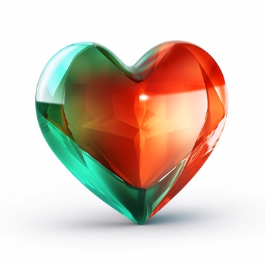 red heart free heart clipart, in the style of realistic usage of light and color, zbrush, dark orange and emerald, white background, soft focus lens, neogeo, realistic detailing