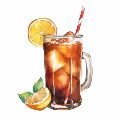 long island ice tea clipart, watercolor, no text, no watermark, white background