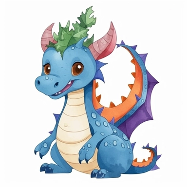 watercolor dragon christmas character clipart on white background, flat design, watercolor bright high resolution