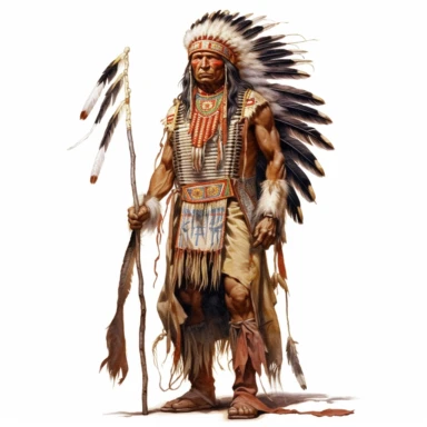 Cheyenne warrior, full length, clipart, white background