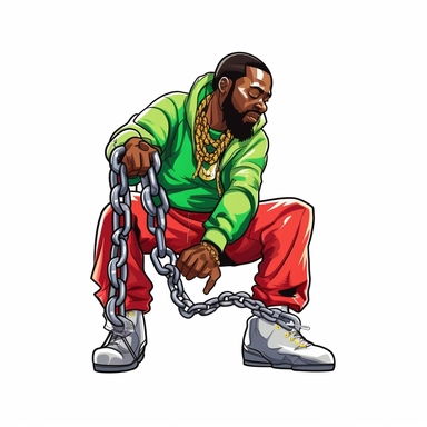 pan african man breaking chains, juneteenth colors, clipart style, sticker, white background