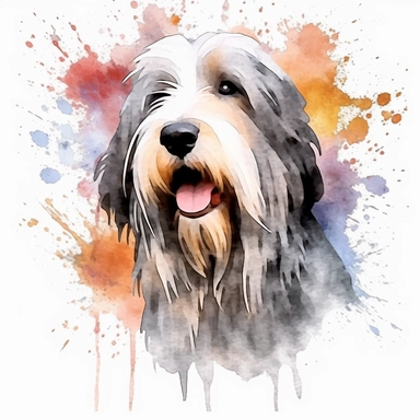 watercolor, bearded collie, clipart, side angle