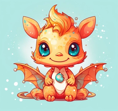dragon mr dragon print svg clipart, dragon kawaii clipart, cute dragon clipart, in the style of light red and beige, hyperbolic expression, characterized animals, orange and aquamarine, squiggly line style, toy-like proportions, shiny eyes