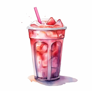 cold beverage, clipart, watercolor, white background,