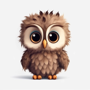 baby owl cute clipart, owl art, owl clipart, owl images, cute owl, cute animal clipart, fantasy clipart, isolated on white background, no text, hdr, 8k