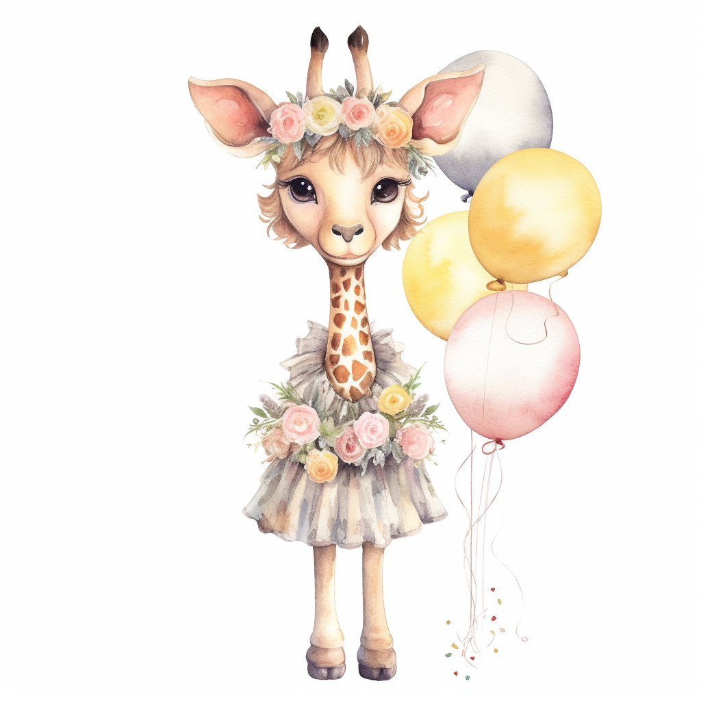 giraffe balloons cliparts