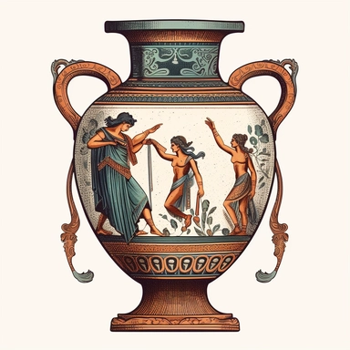 ancient greece pithos, vintage style, white background, clipart