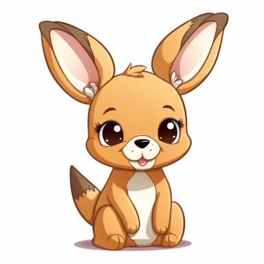 kawaii cute kangaroo, clipart white background