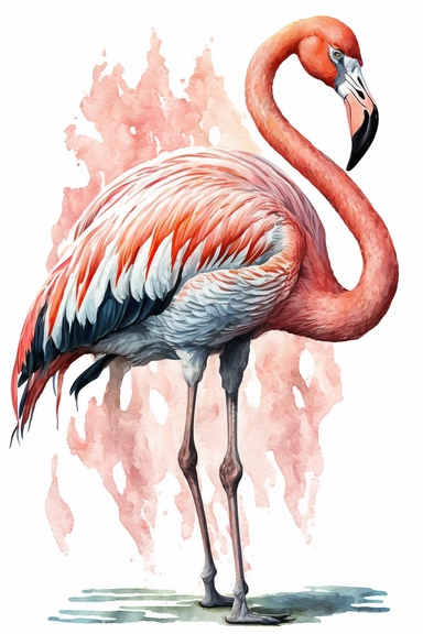 Greater Flamingo clipart watercolor