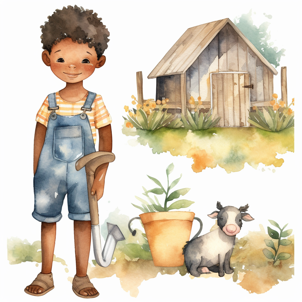 boy farming cliparts