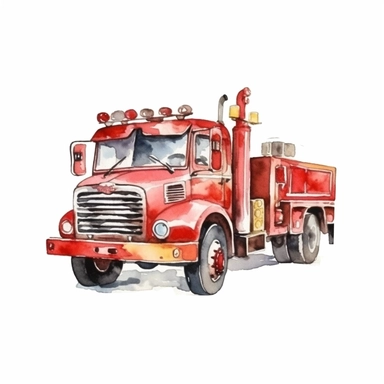 Fire Truck Watercolor isolated watercolor Clipart, watercolor illustrations, white background for removing background