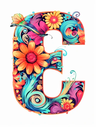 The capital letter C:in the Artistic style, clipart for nursery, vibrant colors,Vector, white background,Solid Background, Sharpness and clarity,masterpiece, trending on Artstation and Dribbble.