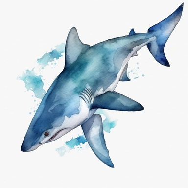 watercolor, Hammerhead Shark turquoise body png Full body realistic cartoon in 32K UHD cute. 15 cm thick outline. There was no shadow on the ground. 8k with realistic watercolors and detailed illustrations. PNG clipart, transparent white background