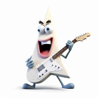 clipart of a flying v electric guitar, there is a funny face on it, cartoon, for kids, funny, pixar, 8k, white background, sharp focus, detailed,