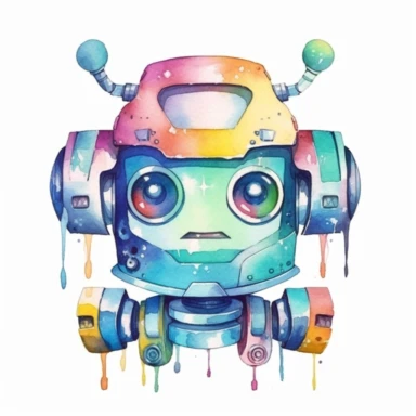 watercolour robot head, kawaii style, 4k, pastel colour, clipart