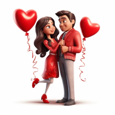 valentine's day, couple, latin, cute cartoon, 8k, detailed, clipart, white background