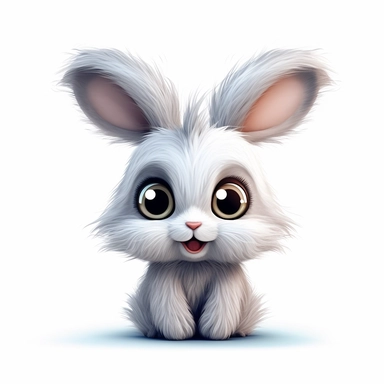 clip art, cartoon, cute, baby bunny, with large eyes, gray fur