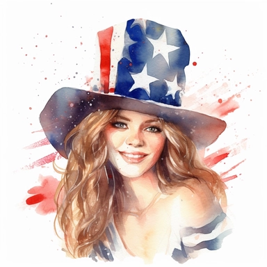 watercolor clipart representing one item people are using for celebration of american independence day, hd