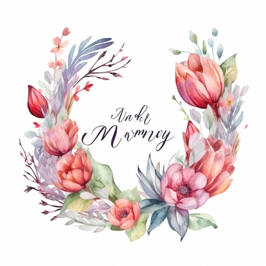 clipart, white background, a banner for mother's day, floral, in the style of spring colors, Whimsical Illustration, etsy png, printable art, stickers, vintage aesthetics