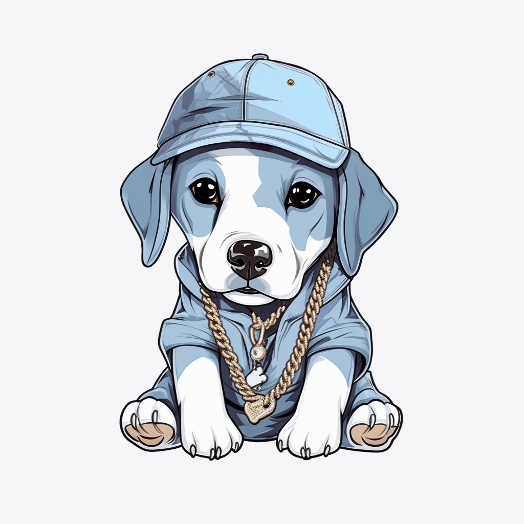 Hiphop Street Style Cute Dog, Wearing baseball cap and a necklace ...