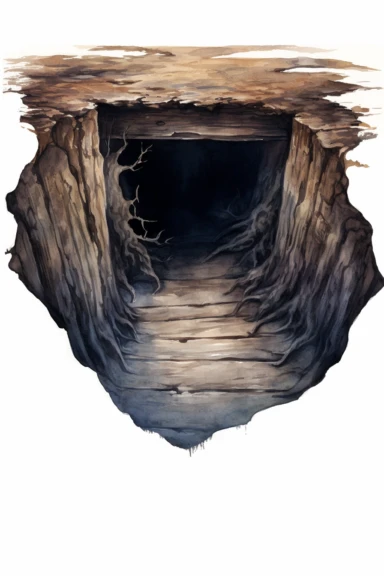 hyper detailed, hyper realistic, a mysterious trapdoor in horror style, watercolor illustration, spooky clipart, white backround, no shadow