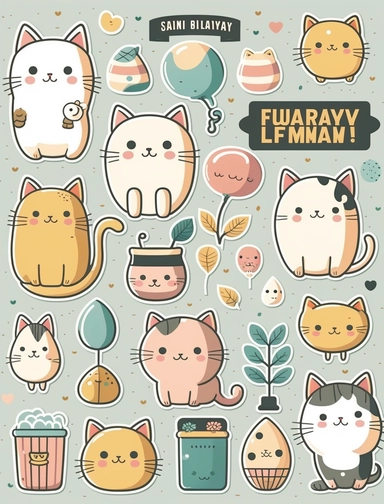 Funny cats clipart Cute cat clip art Kawaii kitten Kitty icons Pet illustrations Printable stickers Planner supplies Vector Commercial use