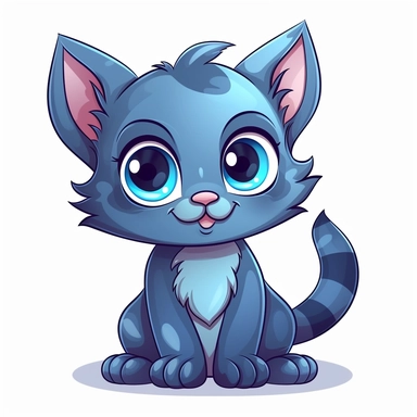 Clipart of a Cute Cartoon Cat