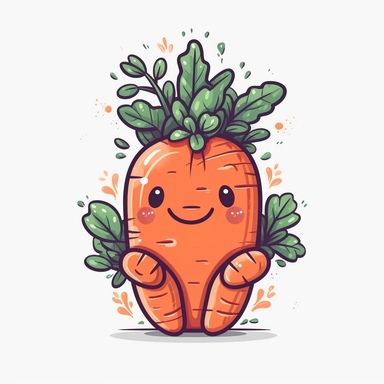 cute Carrot, happy and smiling, bold line, clipart, sticker, white background, no shadow, 8k detail