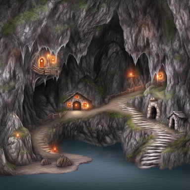 realistic clipart of enchanted pirate cave, digital oil painting
