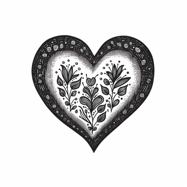 hand drawn heart clipart minimalistic in black with white background