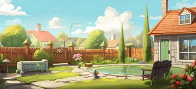 large backyard on a sunny day clipart