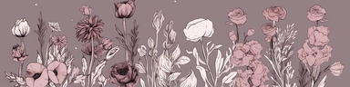 png clipart set line-art watercolor illustration flowers doodle outlines